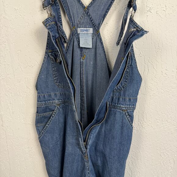 Vintage Y2K Esprit Denim Zip Front Overalls Women’s Small Blue Jeans - Picture 4 of 8